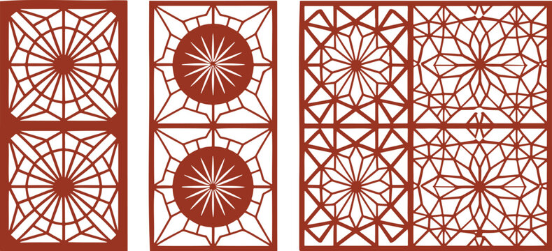 Ornate terracotta geometric lattice pattern elements with star motifs perfect for decorative screens
