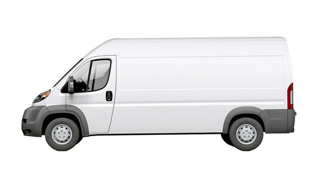 White panel van cargo vehicle side view