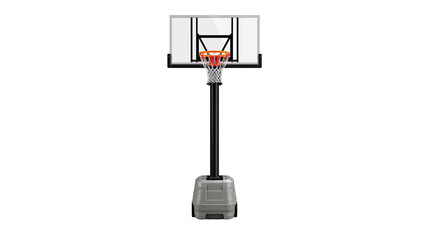Portable basketball hoop with clear backboard and orange rim © Elvin
