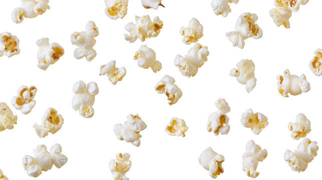 Scattered popcorn kernels with fluffy texture