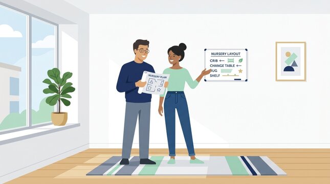 Business People Illustration Professional Couple Discussing Project Office Planning Meeting Corporate Strategy Session Interior Design Concept Modern Workspace Environment Graphic Resource