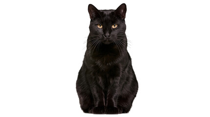 Black cat with yellow eyes sitting and looking forward © Isolde