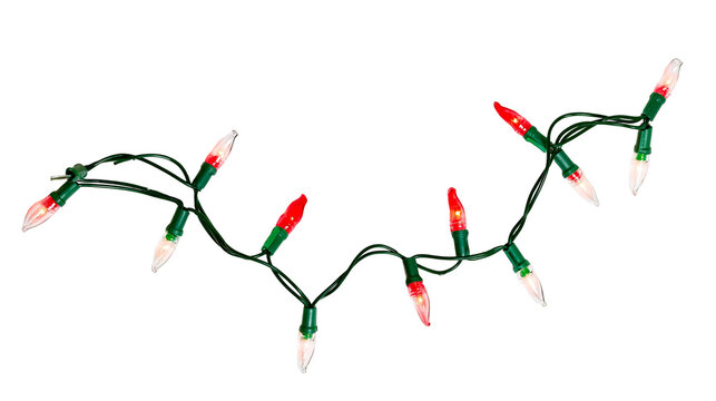 Red and clear Christmas lights string