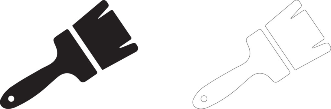 Paint brush vector icon, coating tool symbol, surface finishing and artisan craft workshop.