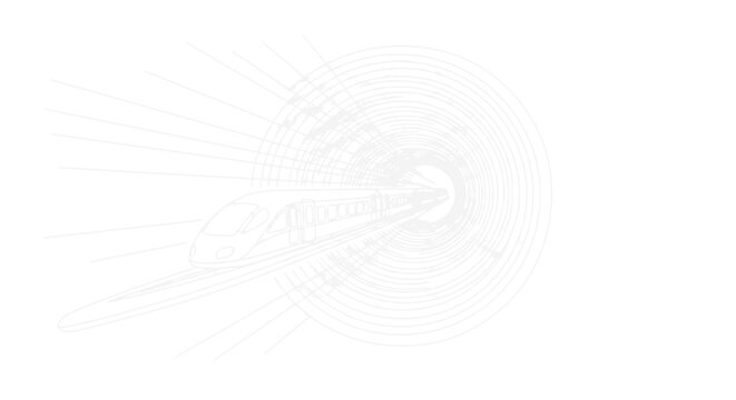 High-speed train emerging from abstract tunnel, motion blur, futuristic transportation concept