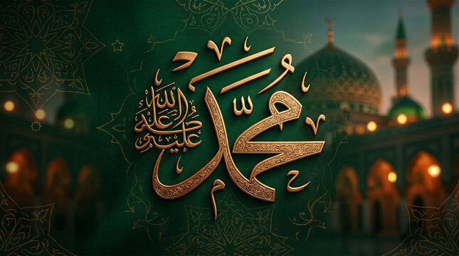 Muhammad Sacred Name Elegant Thuluth Calligraphy