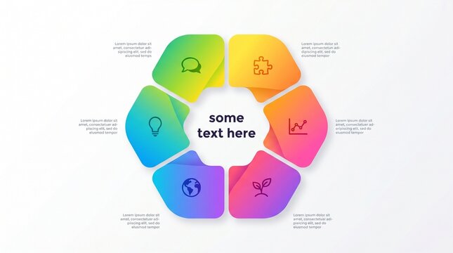 Colorful Business Flower Infographic Template with 6 Steps