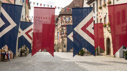 Minimalist French Tricolor Abstract for Bastille Day. Clean geometric bands in blue white and red with subtle texture overlay, national celebration