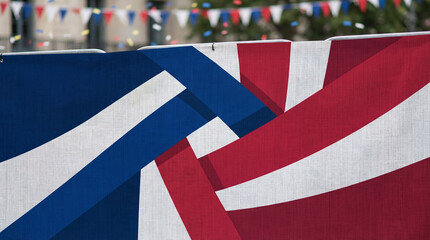 Minimalist French Tricolor Abstract for Bastille Day. Clean geometric bands in blue white and red with subtle texture overlay, national celebration