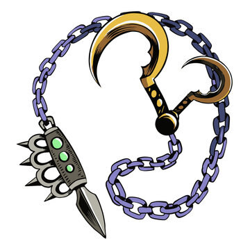 Edgy weapon illustration with chains