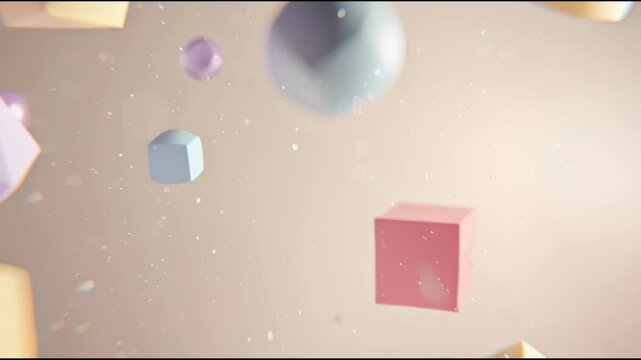 Abstract Geometric Shapes Floating Pastel Colors Soft Focus.