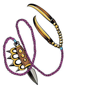 Unique weapon illustration with claws and brass knuckles