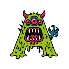 Fototapeta premium Playful monster letter a graphic