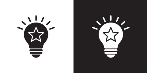 Lightbulb Star Icon – Inspiration and Achievement Symbol - Modern Creative Spark Success Graphic, Simple Brilliant Idea Award Emblem, and Innovative Excellence Sparkle Vision Vector © Arolicon