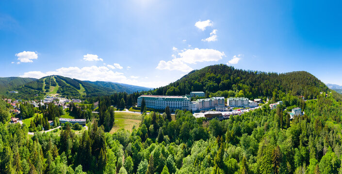 Semmering Region in Lower Austria, Aerial Panorama of the famous touristic area.
