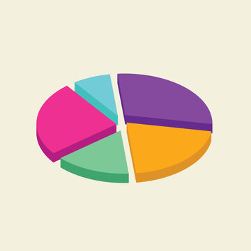 3D isometric pie chart infographic vector illustration