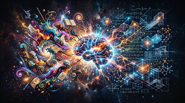 AI Brain Power: Creativity Meets Logic in Cosmic Energy