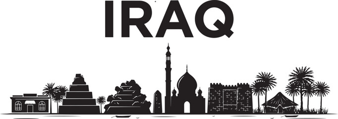 Obraz premium Iraq Travel Destination Vector. Vector Black silhouettes illustration
