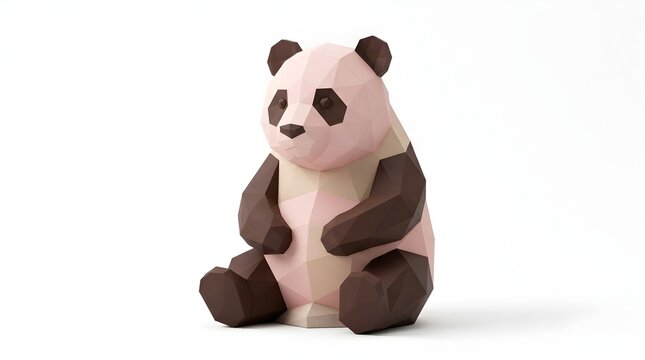  Cute panda figurine isolated on white background