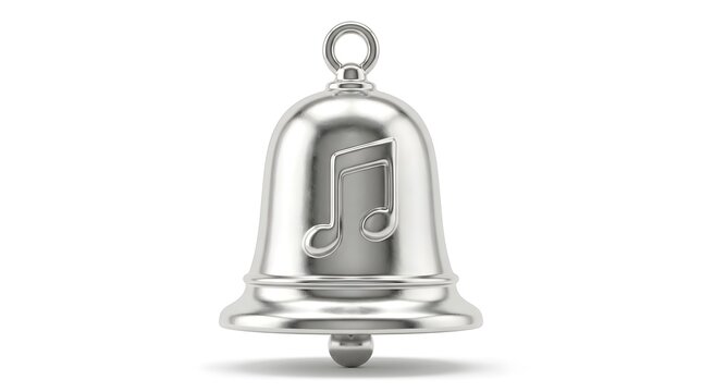Shiny silver bell isolated on white background