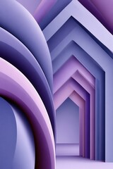 Fototapeta premium Abstract geometric arches and layered purple corridor with minimalist 3D texture and modern design