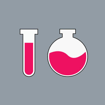 Test Tube and Flask Flat Icon, Chemistry Lab Vector Illustration