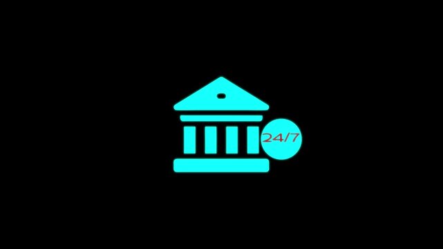 24/7 banking services animation financial availability concept