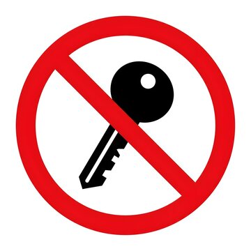 No Keys Allowed Sign Icon - Prohibited Key Symbol for Security, Access Control and Privacy