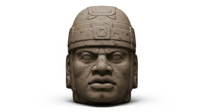 Olmec Colossal Head Sculpture, Ancient Mesoamerican Art, Stone Head Statue