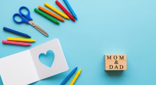 Colorful crafting supplies for family love.