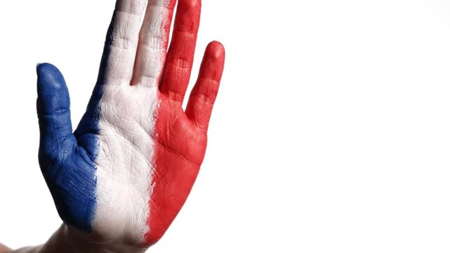 Hand painted with french flag colors on white background for national pride and symbolism