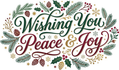 Christmas holiday greeting card text wishing you peace and joy © samiul