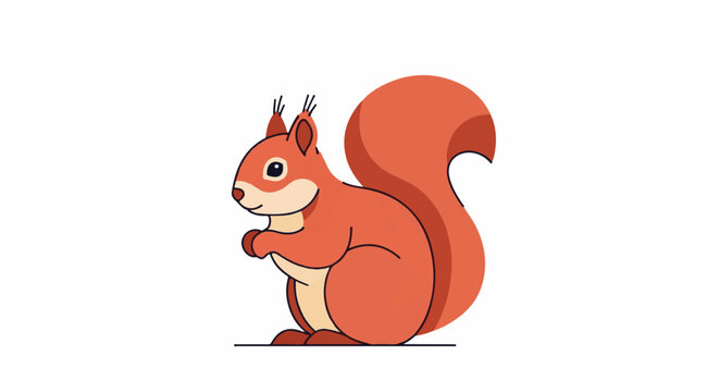 A cartoon illustration of a red squirrel with a fluffy tail