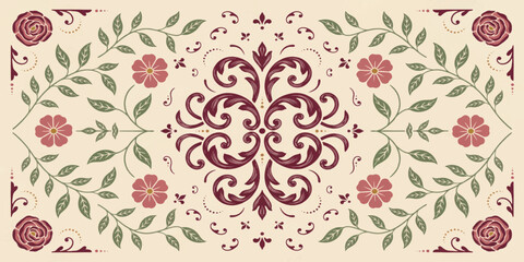 Vintage seamless floral pattern background with flowers, leaves, and ornamental decorative design © Razu Ahmed Emran 2
