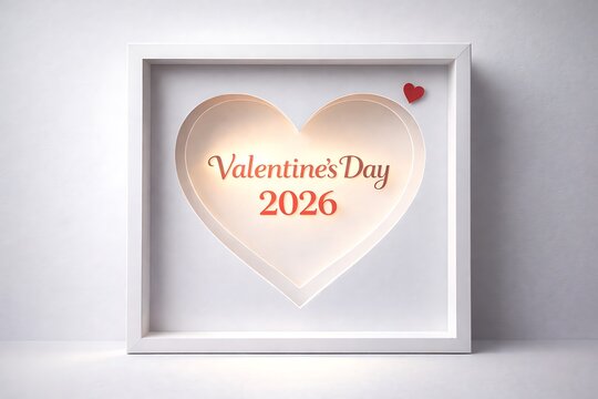 Romantic valentines day 2026 greeting in elegant heart frame design