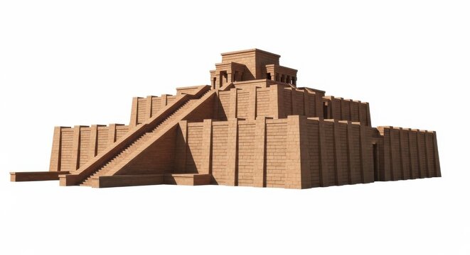 Ziggurat of Ur, Ancient Mesopotamian Temple, Digital Reconstruction, Historical Architecture