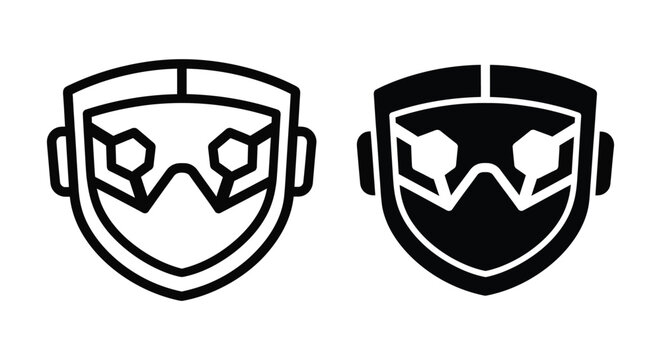 Futuristic tactical helmet icon, scifi soldier mask, cybernetic headgear, vector illustration, gaming avatar design
