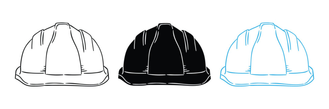 Construction Safety Helmet Icon Set &ndash; Hard Hat, PPE Protection, Industrial Workwear & Building Safety Vector Collection