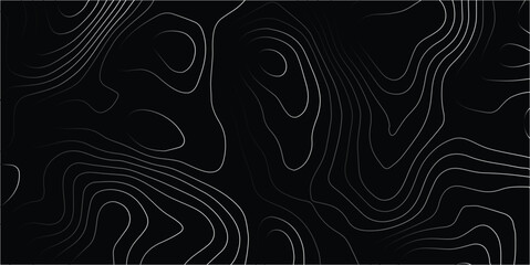 Abstract topographic map contour line pattern on black background with topographic abstract background minimalist elevation geography cartography visualization geometric monochrome structure © MOHAMAD