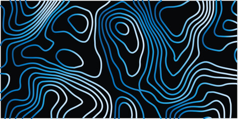 Blue neon topographic contour lines mapping background with topography abstract background elevation geographic cartography technology structure geometry illustration navigation landscape © MOHAMAD