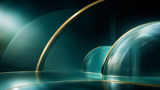 Business Splash Screen with Futuristic Glass Stage, Neon Arches and Premium Technology Background
