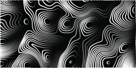 Abstract topographic map contour line pattern on black background with topographic abstract background minimalist elevation geography cartography visualization geometric monochrome structure © MOHAMAD