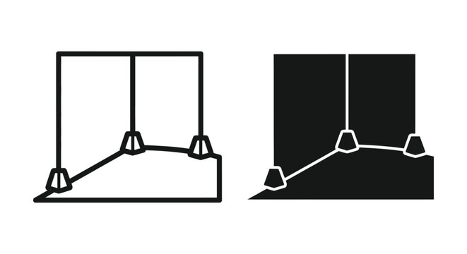 Vector icon of a room corner with three spotlights on the ceiling