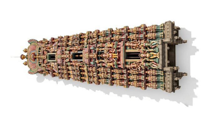 Intricate Ancient Indian Temple Carving Sculpture, Hindu God Figures, Detailed Architecture