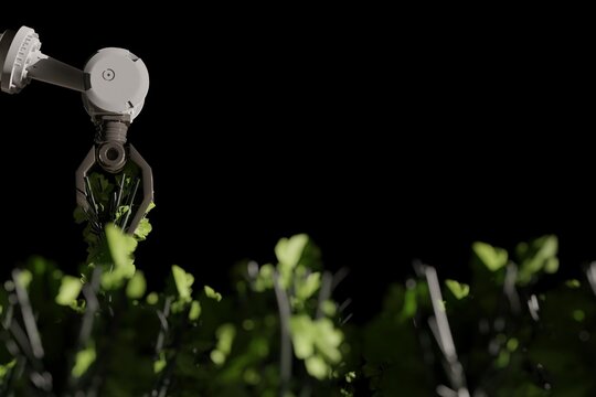 Robotics arm organic farm robot machine processing hand machinery factory green nature plant garden grow food warehouse natural rack glasshouse cos