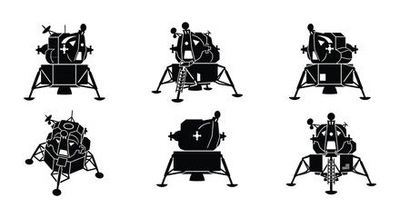 Lunar module silhouettes black vector graphics on a white background © nurjahan