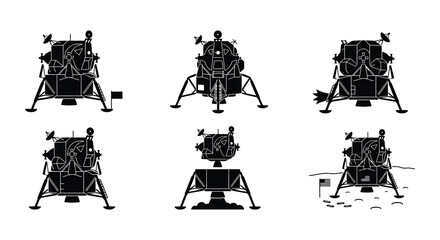Lunar module silhouettes black vector graphics on a white background © nurjahan