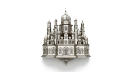 Obraz premium Silver Taj Mahal Replica Mosque Architecture Isolated White Background