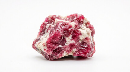 Obraz premium Raw Pink Gemstone Crystal Embedded in a White Mineral Matrix