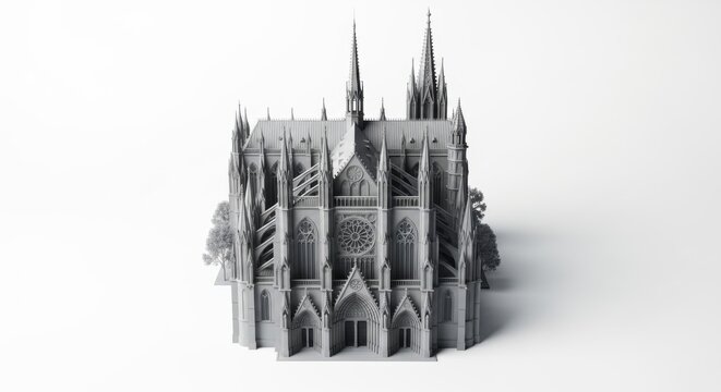 Notre Dame Cathedral 3D Printed Model - Gothic Architecture Miniature Replica - Paris Landmark